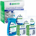 Стартовый набор  д/ПММ  Специальная соль-1кг+2*250 г,ополаскиватель-500мл.,таблетки ALL IN -20шт.,средство для первого пуска-125гр..BREZO арт.87840